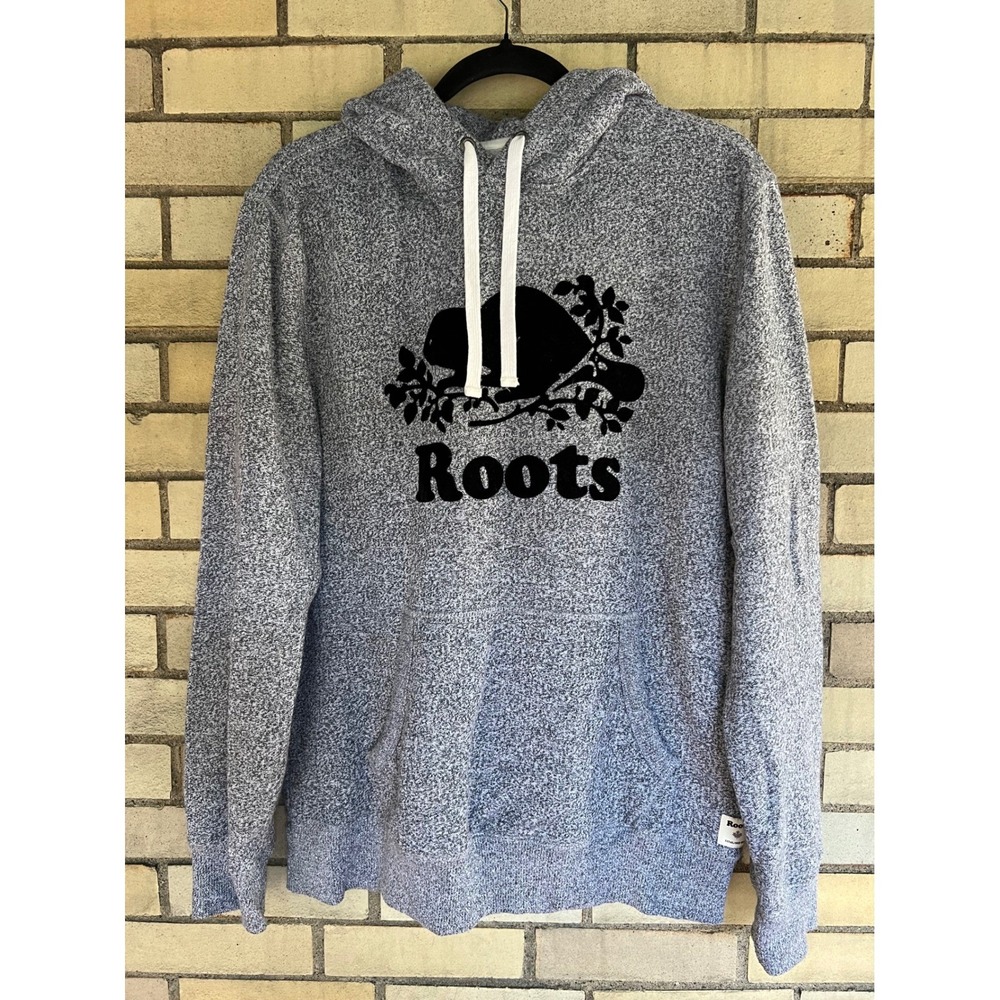 Roots Hoodie Salt and Pepper Gray Original Beaver Logo Thick Men's Size Small